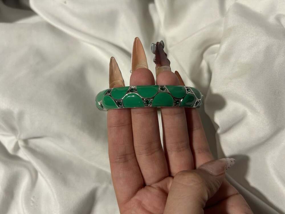 Angelique de Paris Green Bamboo Bangle Bracelet